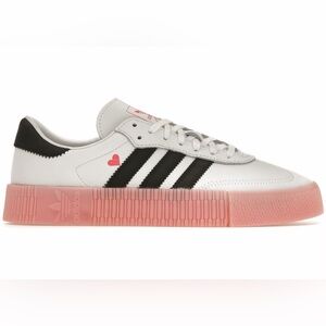 adidas White Black Pink Heart Platform Sneakers